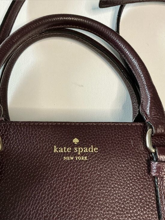 Kate Spade Mulberry Street Lise Satchel Burgundy Pebbled Leather Crossbody 3