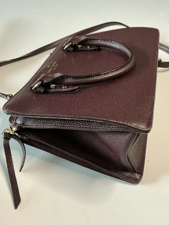 Kate Spade Mulberry Street Lise Satchel Burgundy Pebbled Leather Crossbody 4