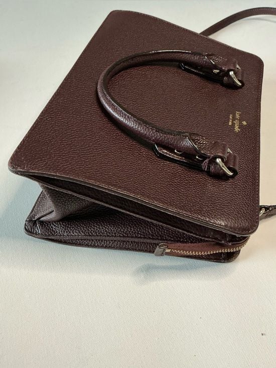Kate Spade Mulberry Street Lise Satchel Burgundy Pebbled Leather Crossbody 5