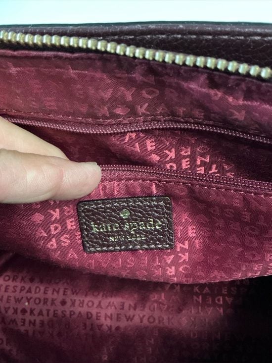 Kate Spade Mulberry Street Lise Satchel Burgundy Pebbled Leather Crossbody 7