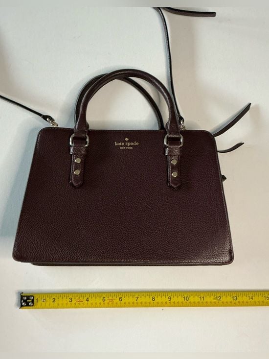 Kate Spade Mulberry Street Lise Satchel Burgundy Pebbled Leather Crossbody 9
