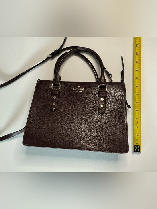 Kate Spade Mulberry Street Lise Satchel Burgundy Pebbled Leather Crossbody 10