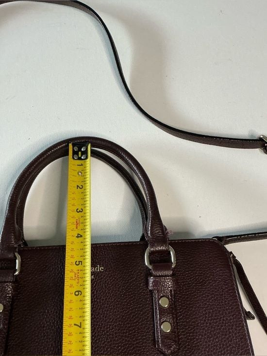 Kate Spade Mulberry Street Lise Satchel Burgundy Pebbled Leather Crossbody 12