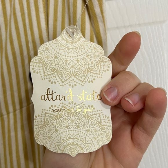 Altar'd State Yellow and Cream Striped Jumpsuit 4
