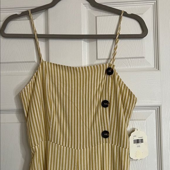 Altar'd State Yellow and Cream Striped Jumpsuit 5
