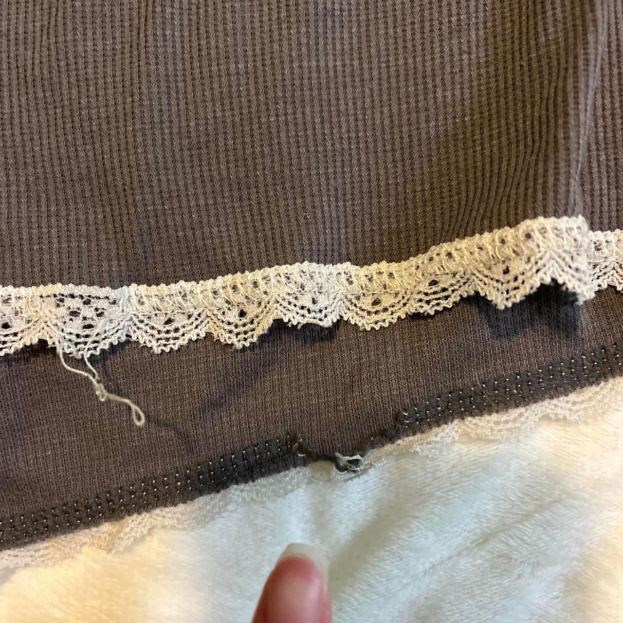 Xhilaration Grey Waffle Knit Lace Trim Henley Sleep Shorts 2
