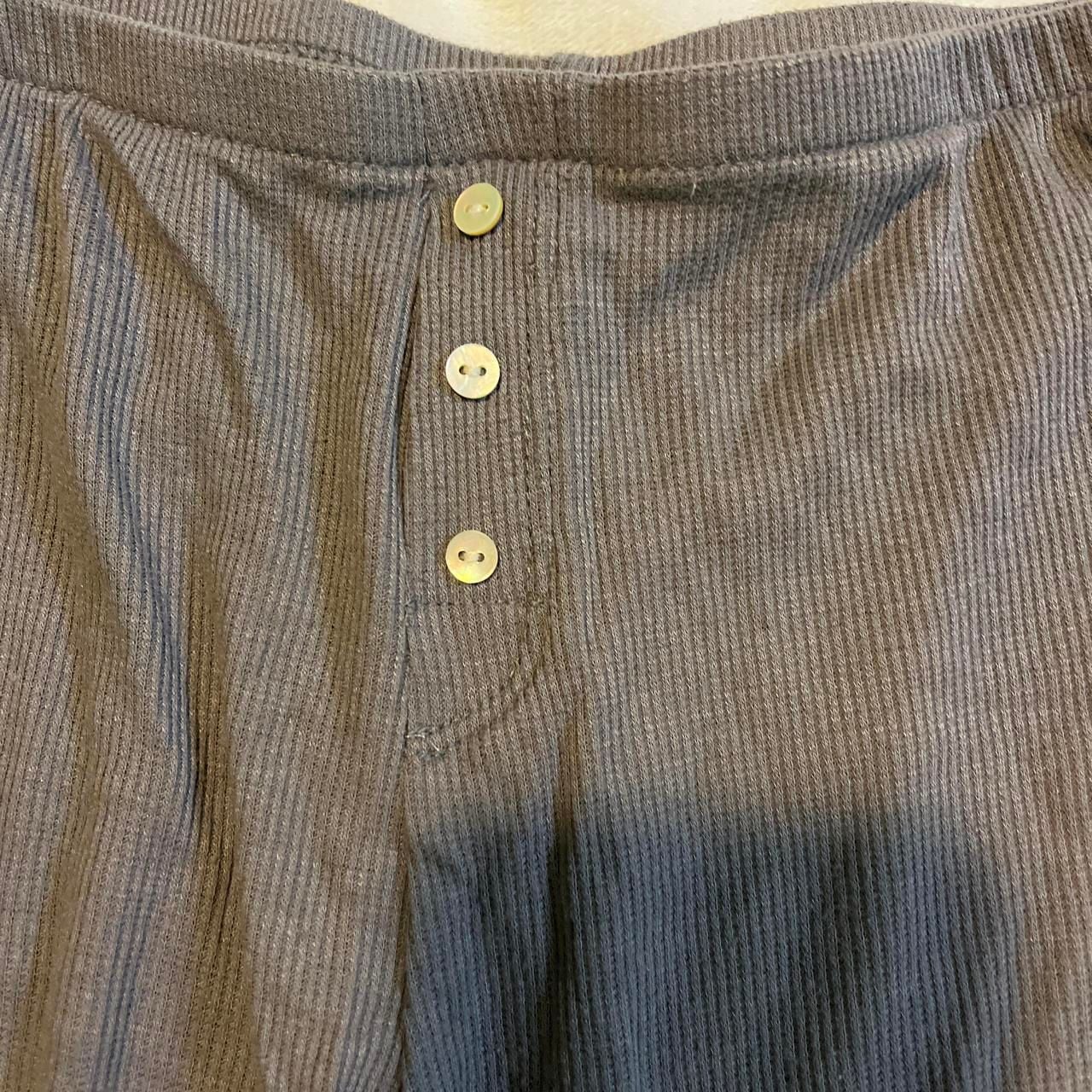 Xhilaration Grey Waffle Knit Lace Trim Henley Sleep Shorts 3