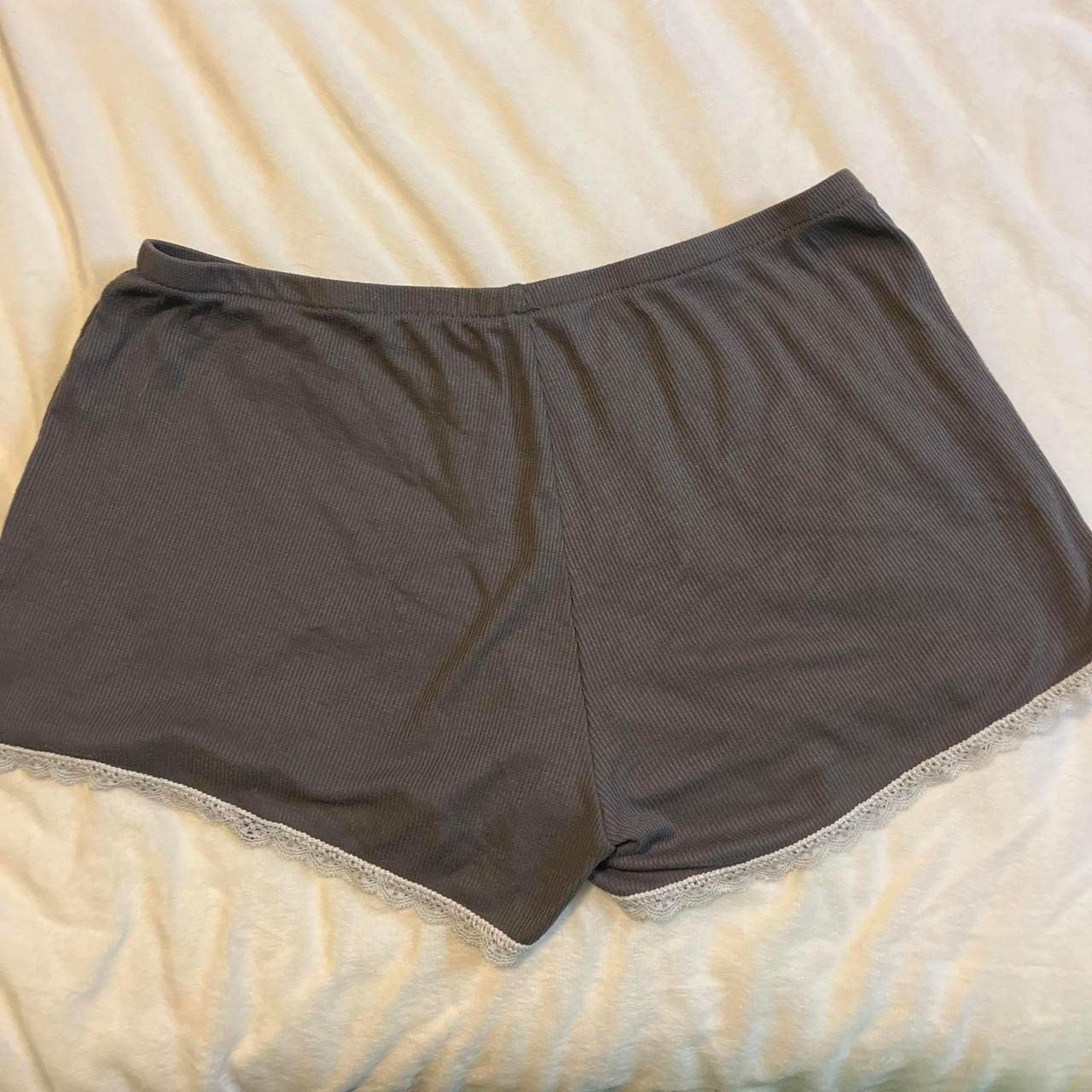 Xhilaration Grey Waffle Knit Lace Trim Henley Sleep Shorts 5