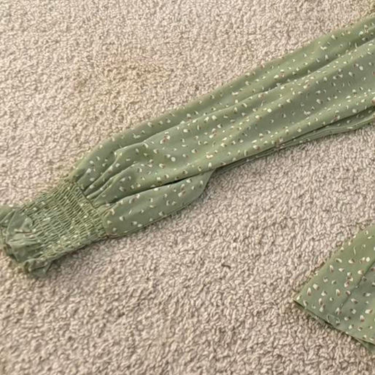 She + Sky Sage Green Speckled Peplum Ruffle Blouse 2