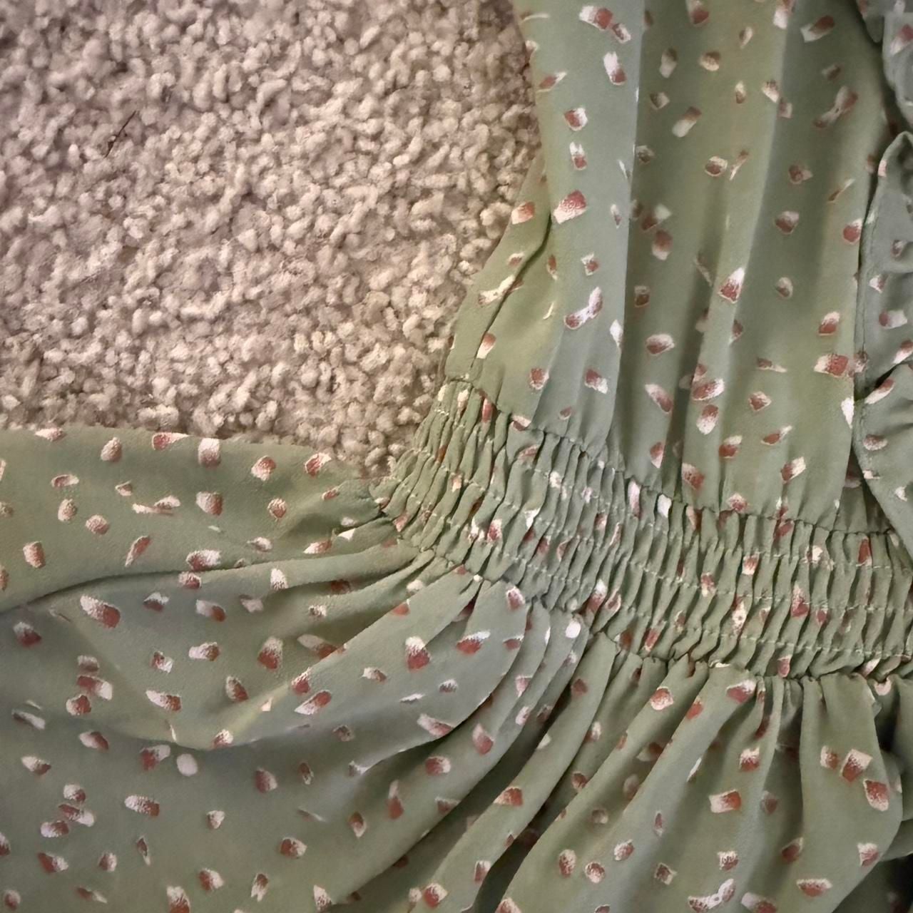 She + Sky Sage Green Speckled Peplum Ruffle Blouse 7