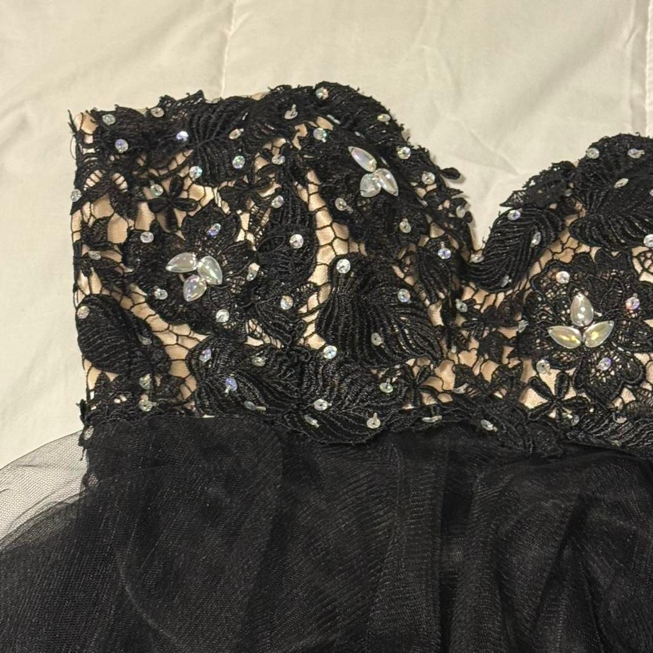 Alyce Paris Black Lace and Tulle Beaded Prom Dress 1