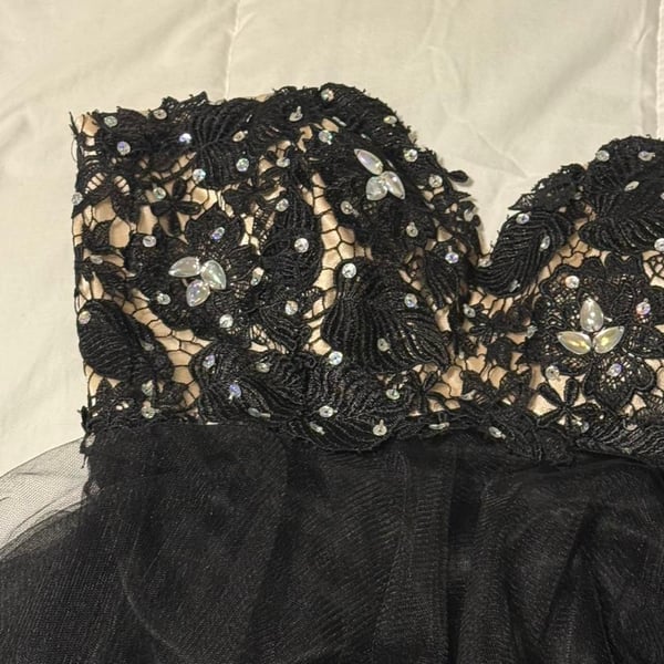 Alyce Paris Black Lace and Tulle Beaded Prom Dress