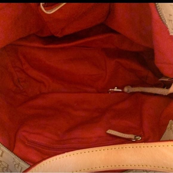 Vintage Y2K Dooney & Bourke tan and brown canvas signature hobo Shoulder Bag 11