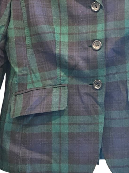 Lands’ End Women’s Black Watch Plaid Wool Blazer Size 12 5