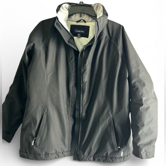 Lands' End Women’s Performance Puffer Jacket Black Size MP 10-12 2