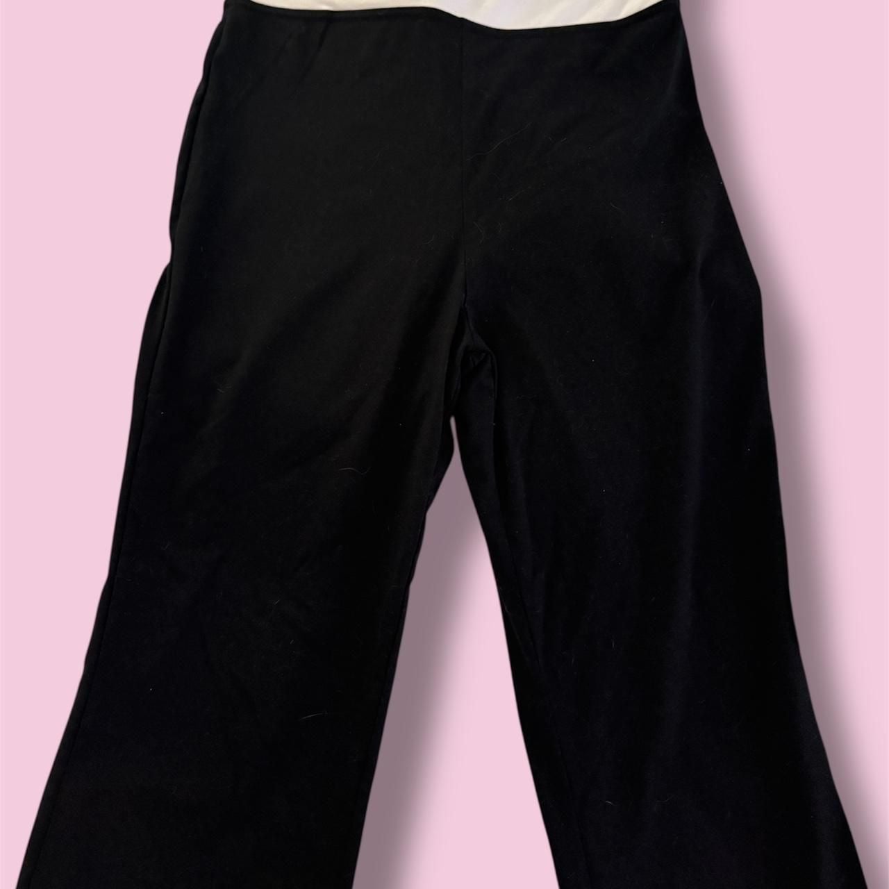 White Fold-Over Waist Flare Leggings 2