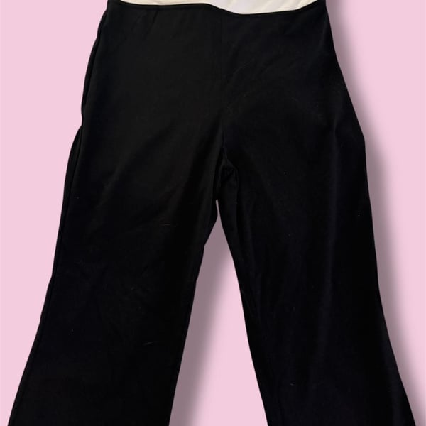  White Fold-Over Waist Flare Leggings