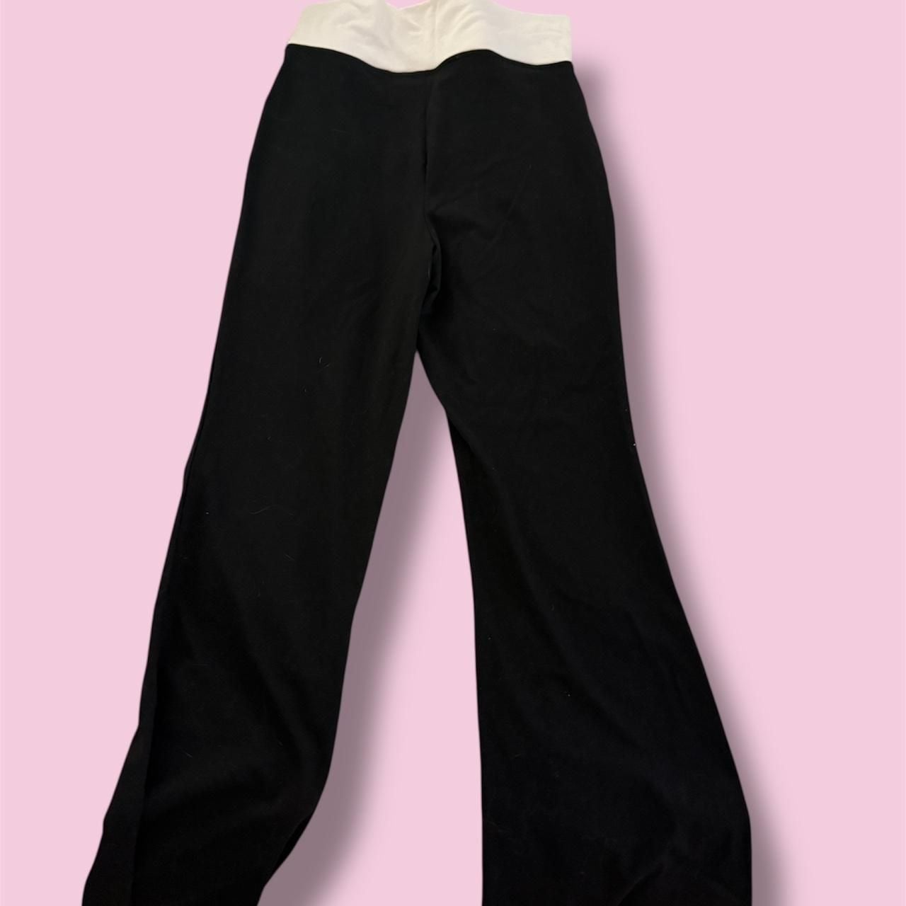 White Fold-Over Waist Flare Leggings 4