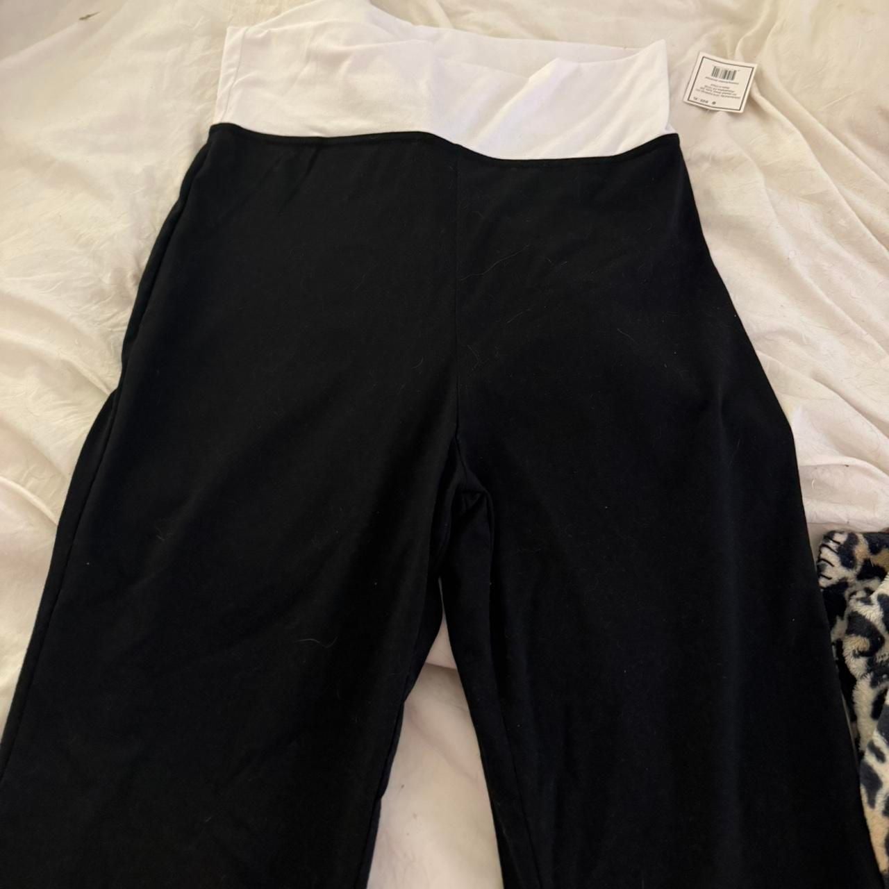 White Fold-Over Waist Flare Leggings 7