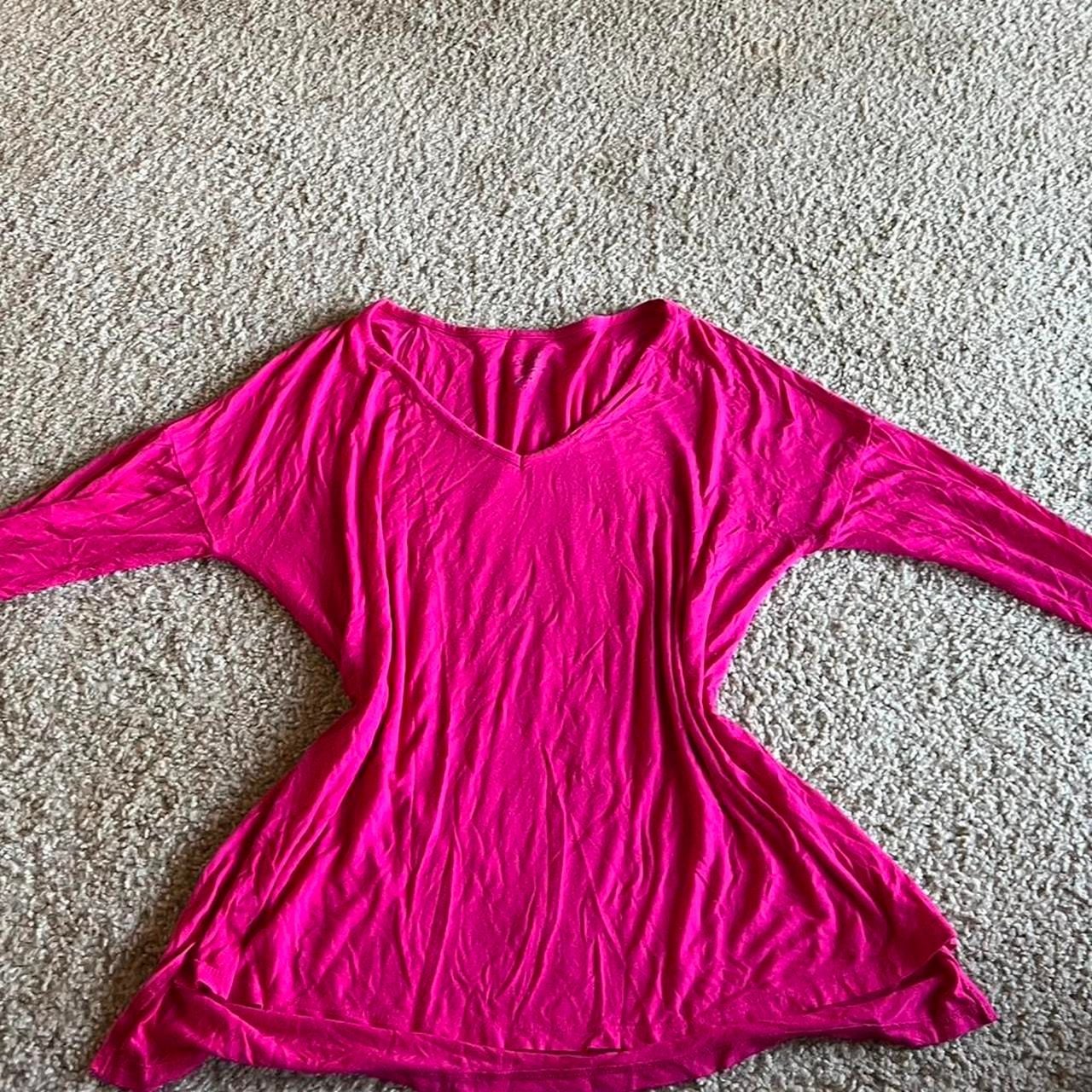 Pink Rose Sweet Tea's Hot Pink V-Neck Long Sleeve Tee 6