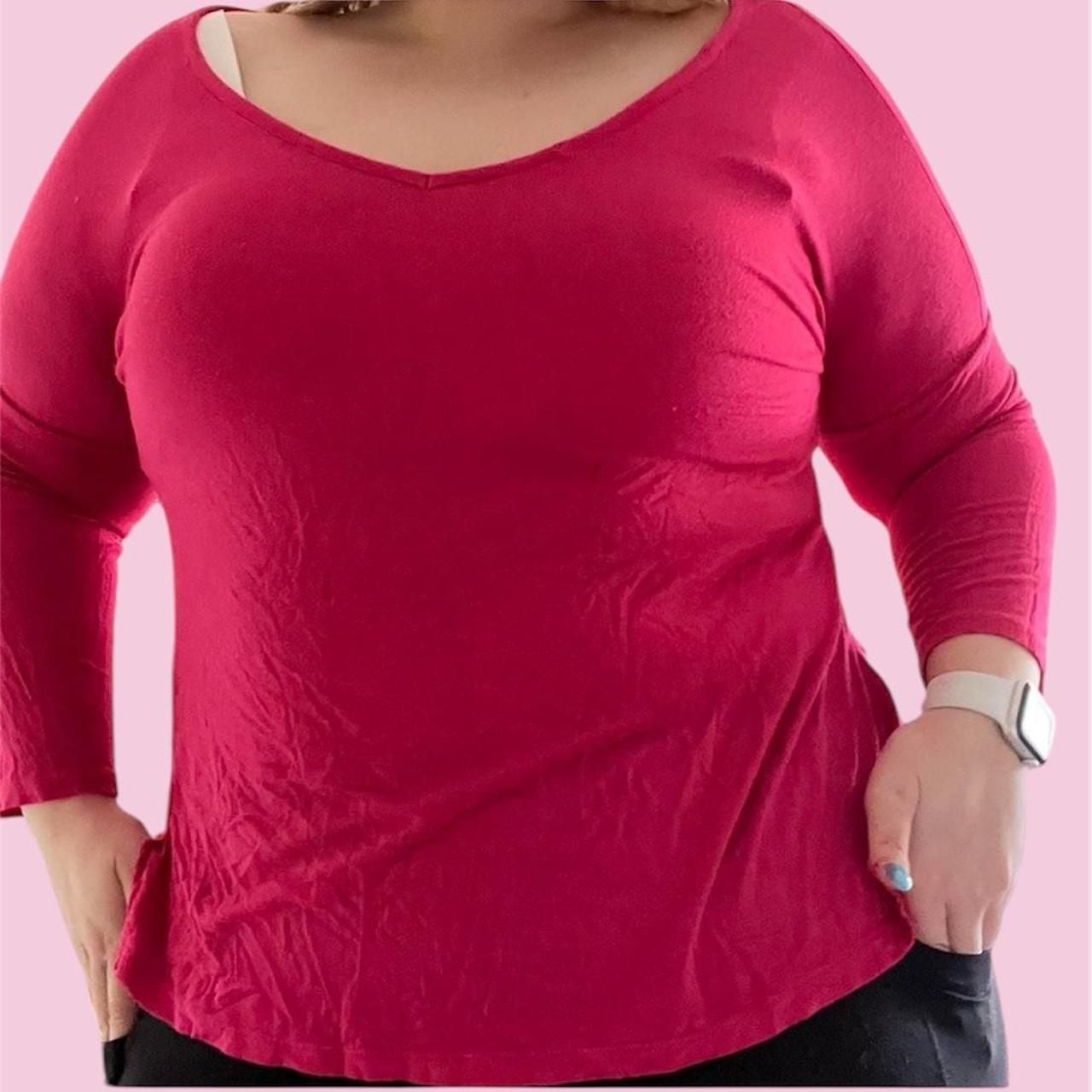 Pink Rose Sweet Tea's Hot Pink V-Neck Long Sleeve Tee 8