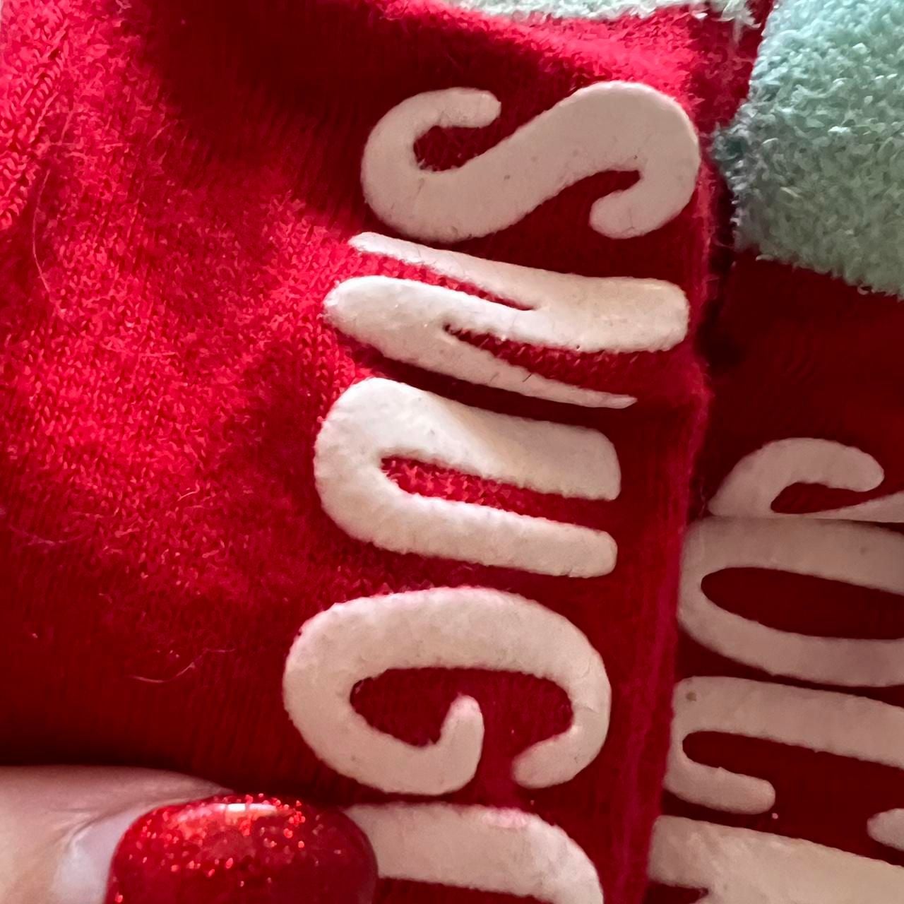 Snuggle Polka Dot Fuzzy Gripper Holiday Socks 3