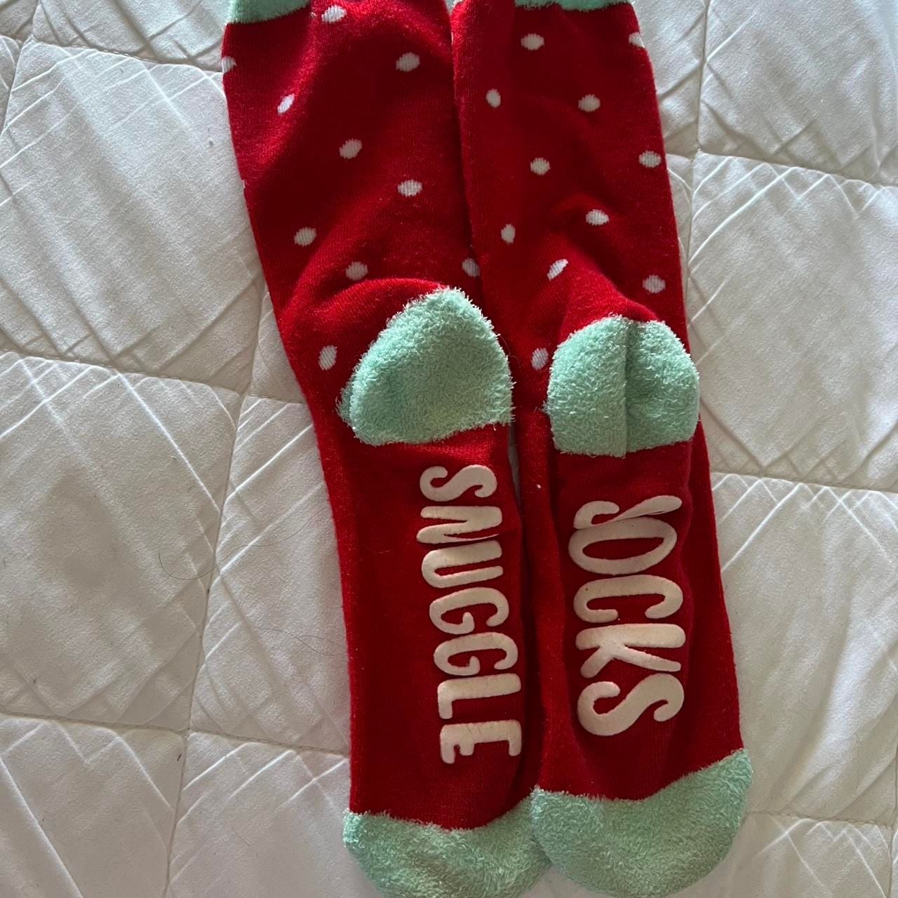 Snuggle Polka Dot Fuzzy Gripper Holiday Socks 5