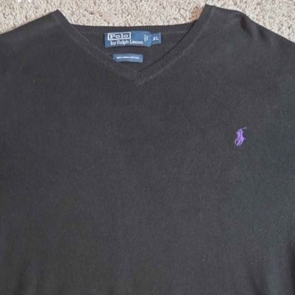 Ralph Lauren Black Crewneck Sweater with Pony Emblem. $138 Online (See Pic) 1