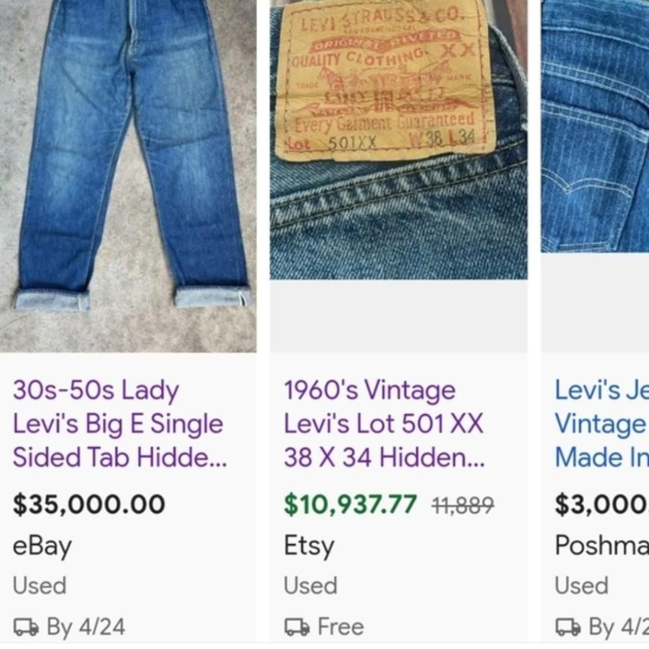 Levi's 501 Original Big E Premium Leather Patch Jeans 7