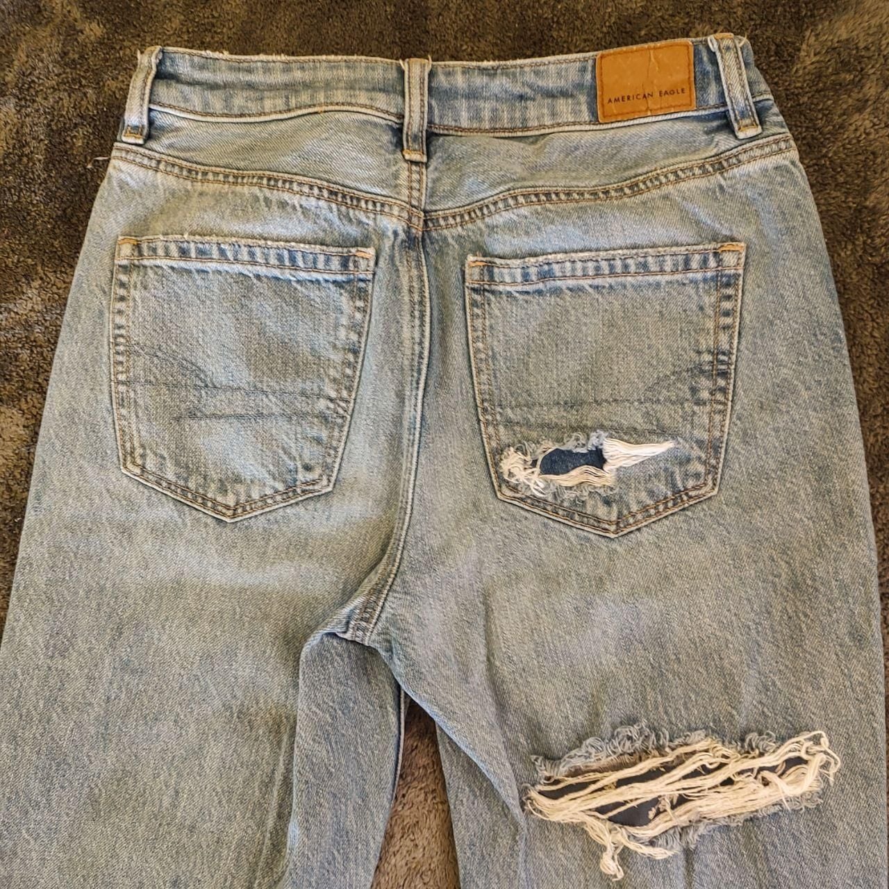 American Eagle Upcycled Patchwork Distressed Mom Jeans 3