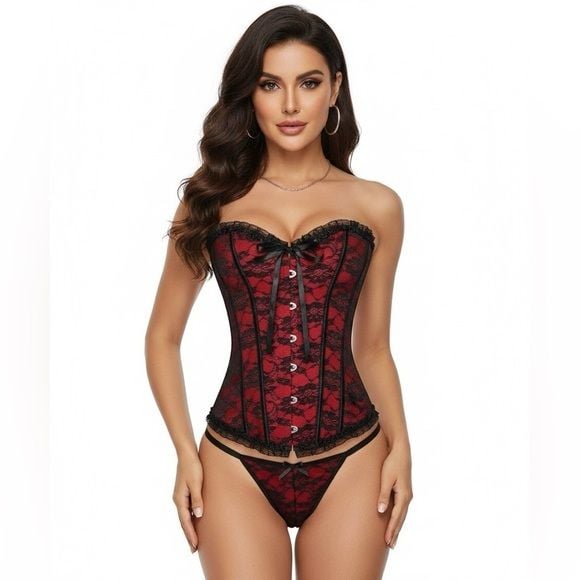 STUNNING Black Lace Corset Sz Small 1