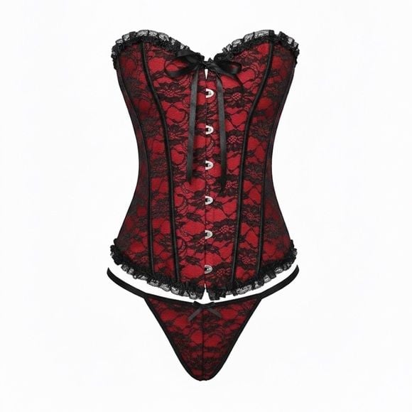 STUNNING Black Lace Corset Sz Small 6