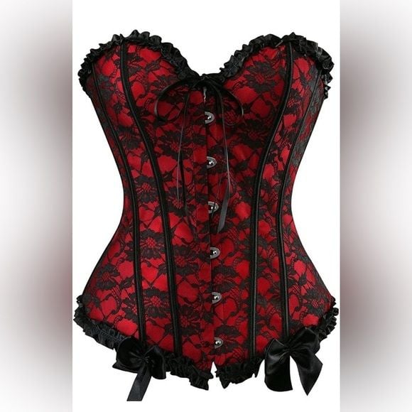 STUNNING Black Lace Corset Sz Small 7