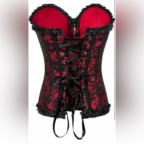 STUNNING Black Lace Corset Sz Small 8