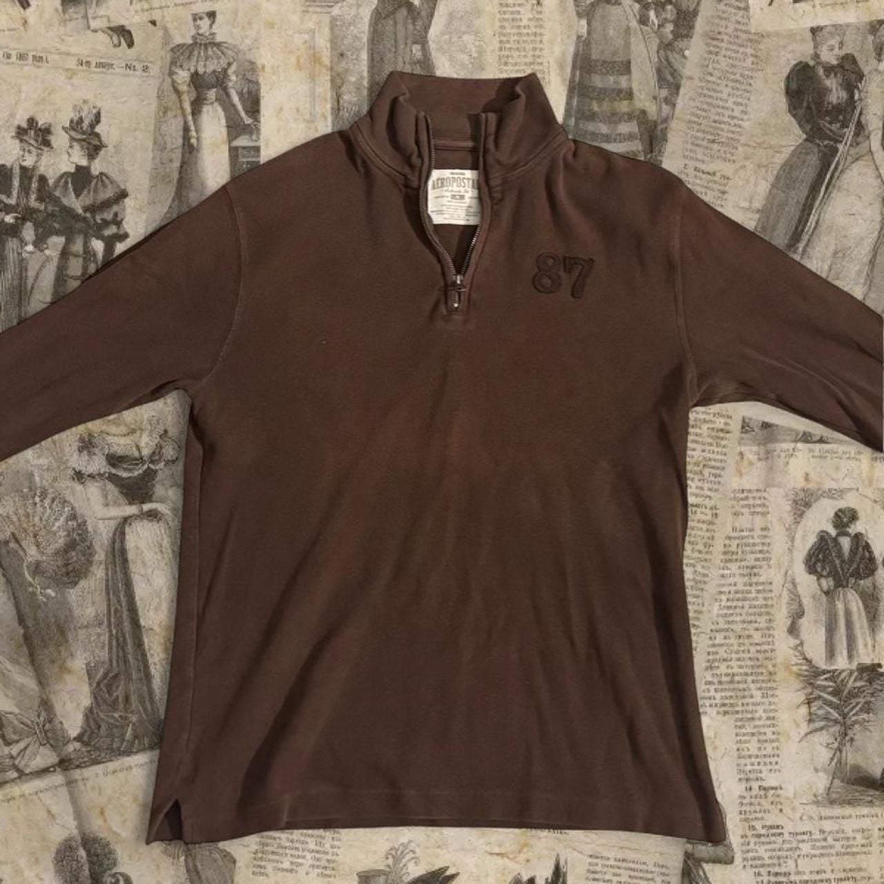 Aeropostale Vintage 2000s 1/4 Zip Brown Pullover Sweater 2