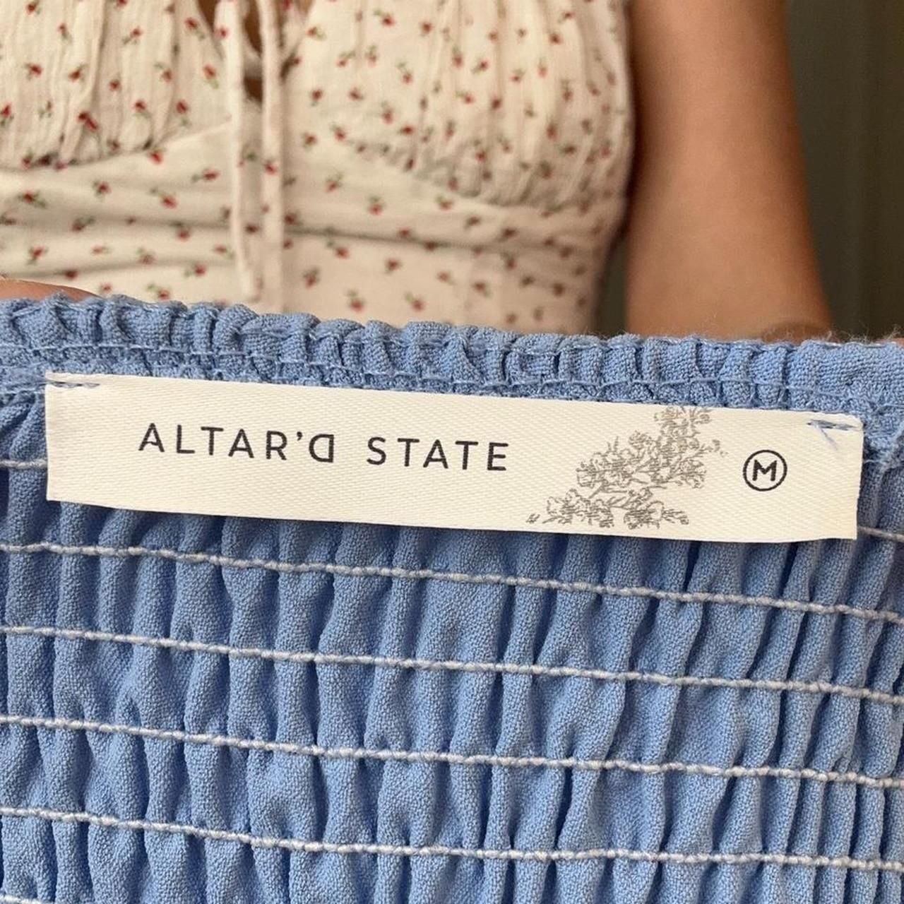 Altar'd State Blue Tiered Puff Sleeve Tie Front Romper 8