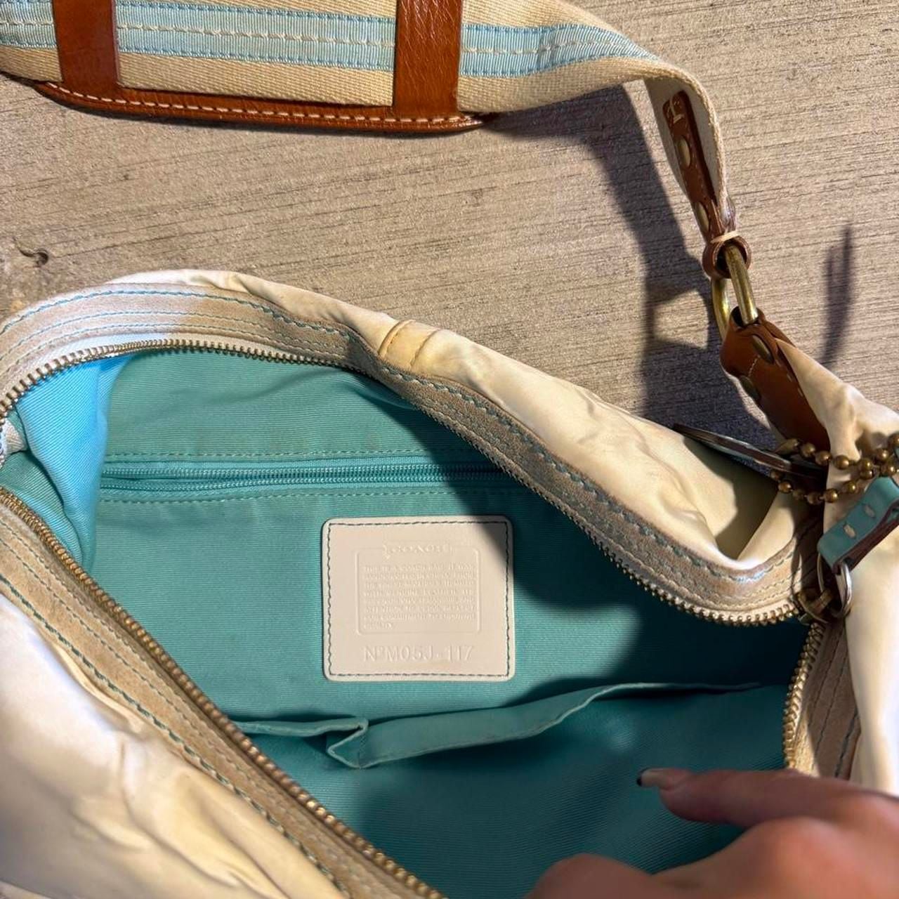 Coach Hamptons Ivory Satin Nylon Hobo Bag 5