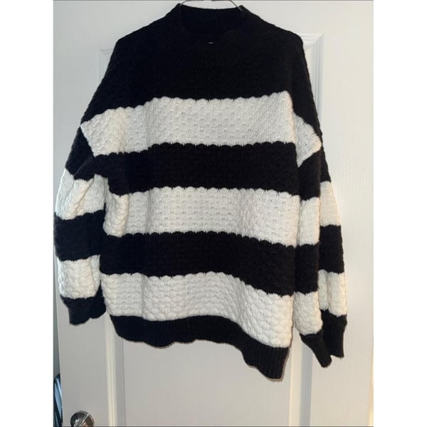 Nine West Striped Chunky Knit Crewneck Sweater