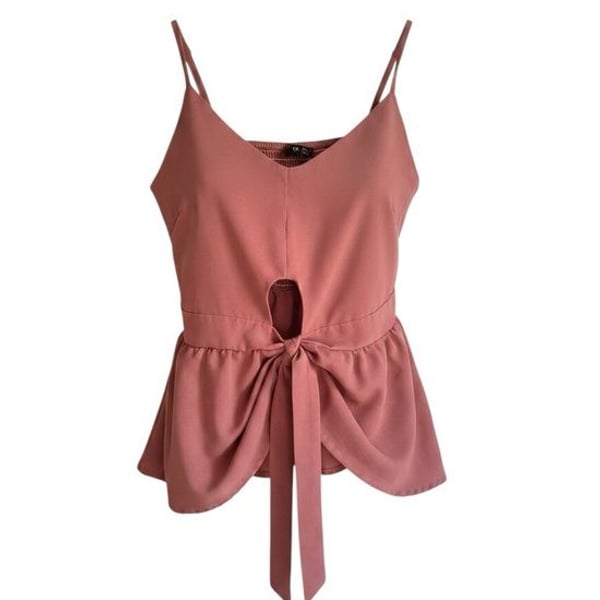 SHEIN Rose Mauve Tie-Front Peplum Cami
