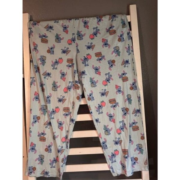 Disney Light Blue Stitch Print Kids Pajama Bottoms
