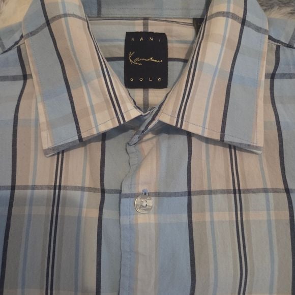 Men's Light Blue Plaid Casual Button-Down Shirt 3