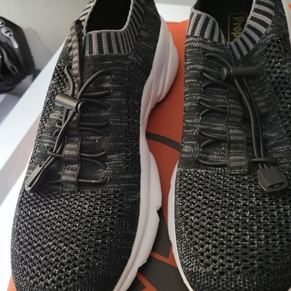 Propet Stability ST Black Knit Slip-On Athletic Sneakers with White Sole