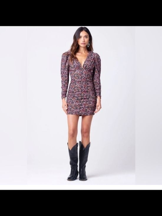 saltwater LUXE GERI DRESS Multicolor Floral V-Neck Long-Sleeve Mini Dress 1