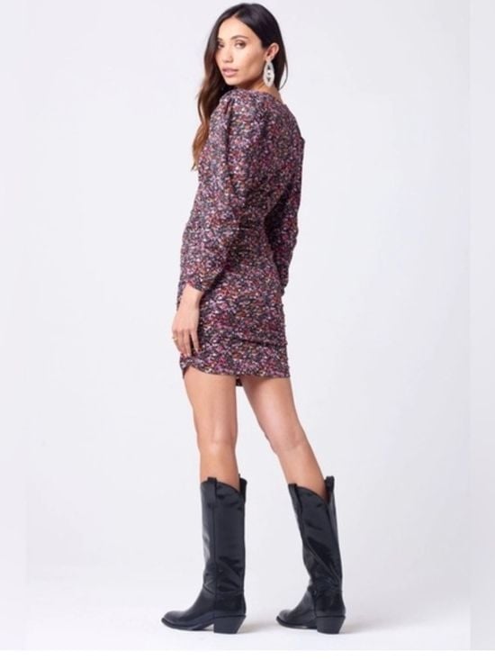 saltwater LUXE GERI DRESS Multicolor Floral V-Neck Long-Sleeve Mini Dress 2