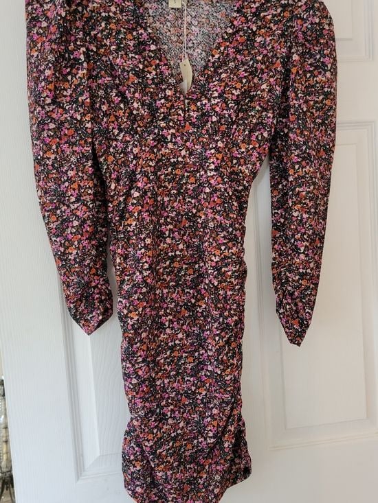 saltwater LUXE GERI DRESS Multicolor Floral V-Neck Long-Sleeve Mini Dress 4