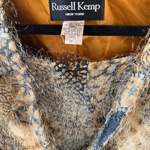 Russell Kemp Mustard & Black Patterned Faux-Fur Jacket