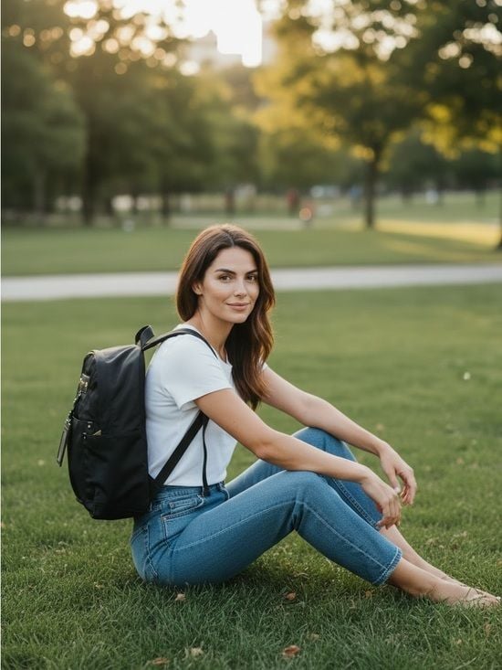 Marc Jacobs Black Nylon Backpack with Gold Accents and ID Tag 7
