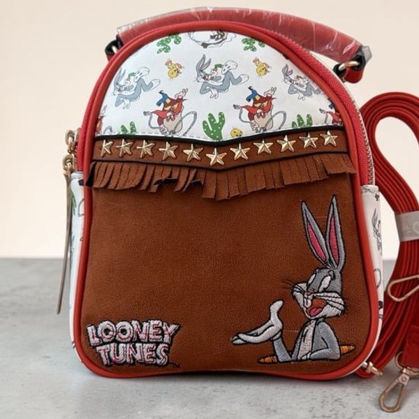 Looney Tunes Brown & White Bugs Bunny Fringe Crossbody Bag