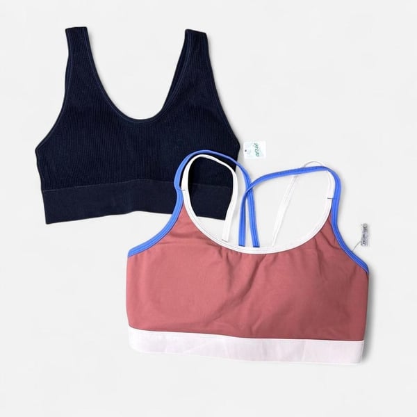 Aerie OFFLINE Strappy Colorblock and Ribbed Seamless Sports Bra Bundle