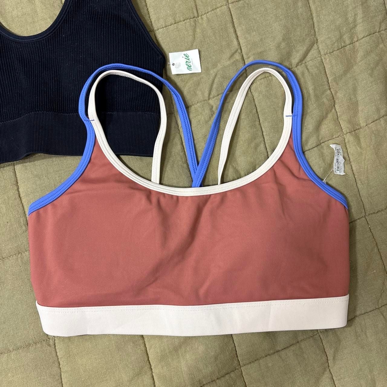 Aerie OFFLINE Strappy Colorblock and Ribbed Seamless Sports Bra Bundle 2